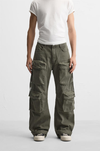 POCKET DENIM CARGO PANTS