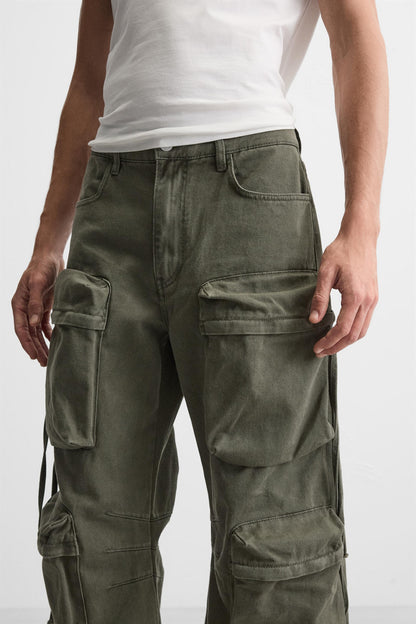 POCKET DENIM CARGO PANTS