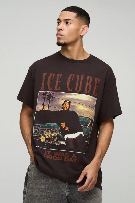 Oversized Ice Cube License Print T-Shirt