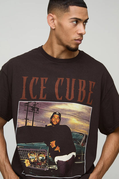 Oversized Ice Cube License Print T-Shirt